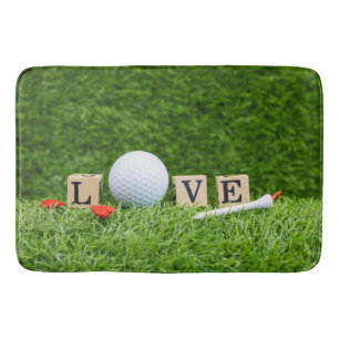 Tapete De Banheiro Bola de golfe com palavra de amor e choro sobre gr