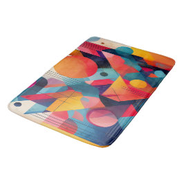 Tapete De Banheiro Bold Bauhaus-Inspired Abstract Geometric Bath Mat