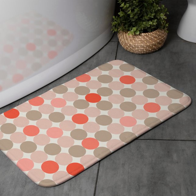 Tapete De Banheiro Bold Circle Pattern Bath Mat in Red Pink Mocha (Criador carregado)