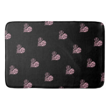 Bold Pink e Black Filigree Heart Mat