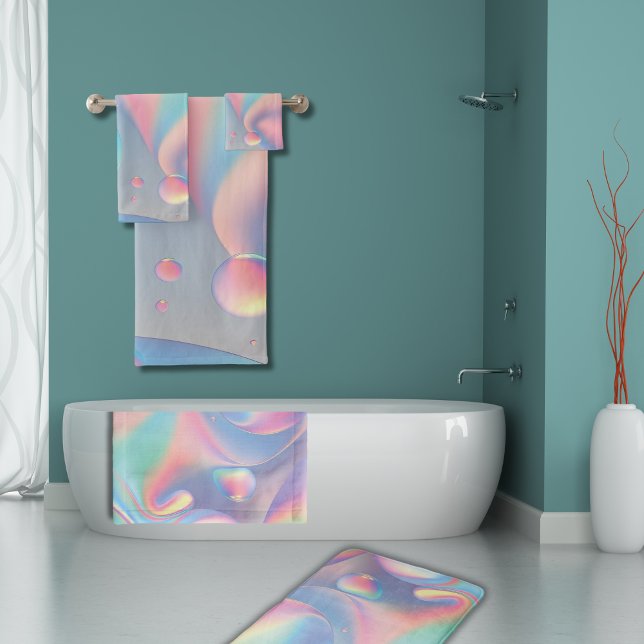 Tapete De Banheiro Bolha Arco-Íris de Pastel Média 20"x30" (Pastel psychedelic chic bath mats to add cheeriness to the powder room bath. Compliments many styles)
