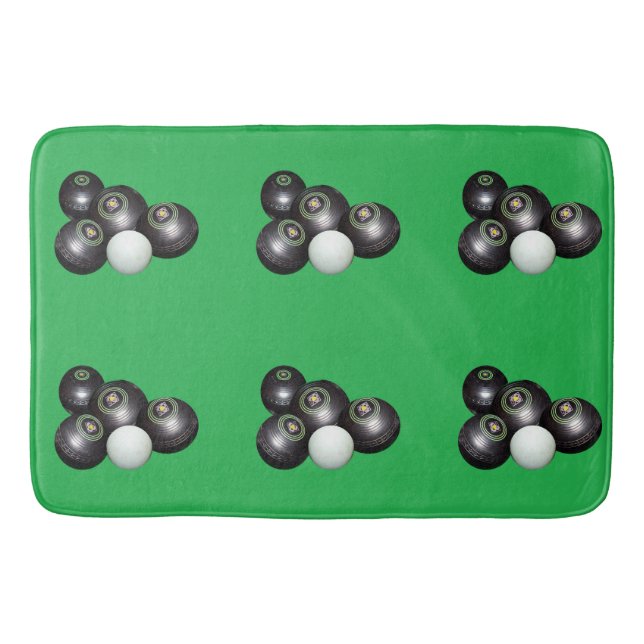 Tapete De Banheiro Boliches Pretos Em Verde, (Frente)