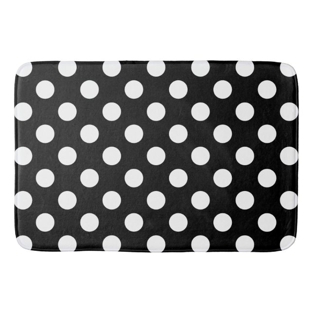 Tapete De Banheiro Bolinhas brancas em preto (Frente)
