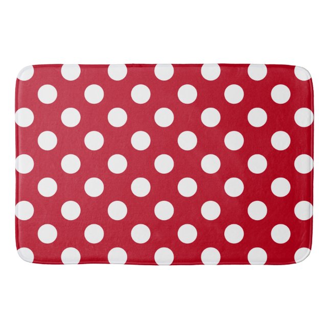 Tapete De Banheiro Bolinhas brancas em vermelho (Frente)