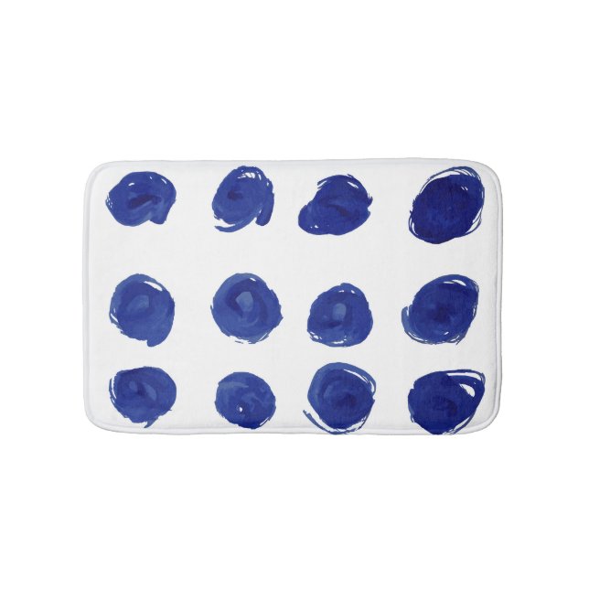 Tapete De Banheiro Bolinhas, cor d'água azul indigo. (frente)