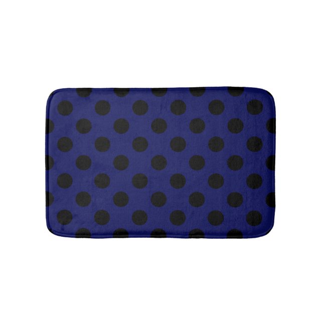 Tapete De Banheiro Bolinhas pretas em azul marinho (frente)
