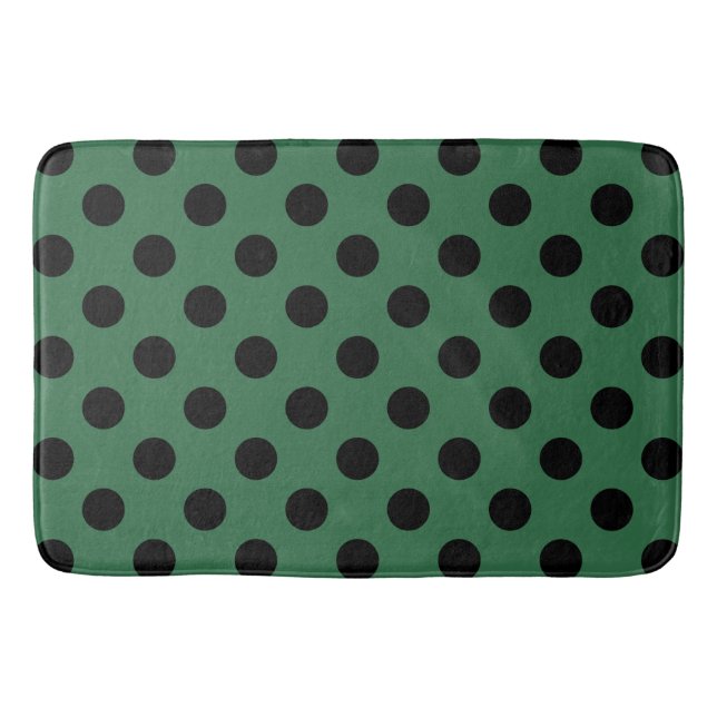 Tapete De Banheiro Bolinhas pretas em verde-cinza (Frente)