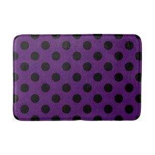 Tapete De Banheiro Bolinhas pretas no roxo da ameixa