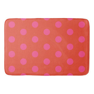 Tapete De Banheiro Bolinhas Rosa e Vermelho Monograma de cor laranja