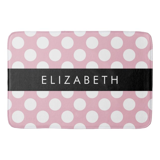 Tapete De Banheiro Bolinhas Rosa, Padrão de Bolinhas, Seu Nome (Frente)