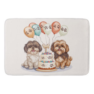 Tapete De Banheiro Bolos de Aniversário de Cachorros Shih Tzu