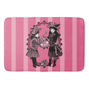 Tapete De Banheiro Boneca de Cabeça de Rapariga Rosa