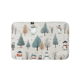 Tapete De Banheiro Boneco de neve e árvores