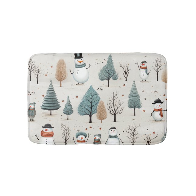 Tapete De Banheiro Boneco de neve e árvores (frente)