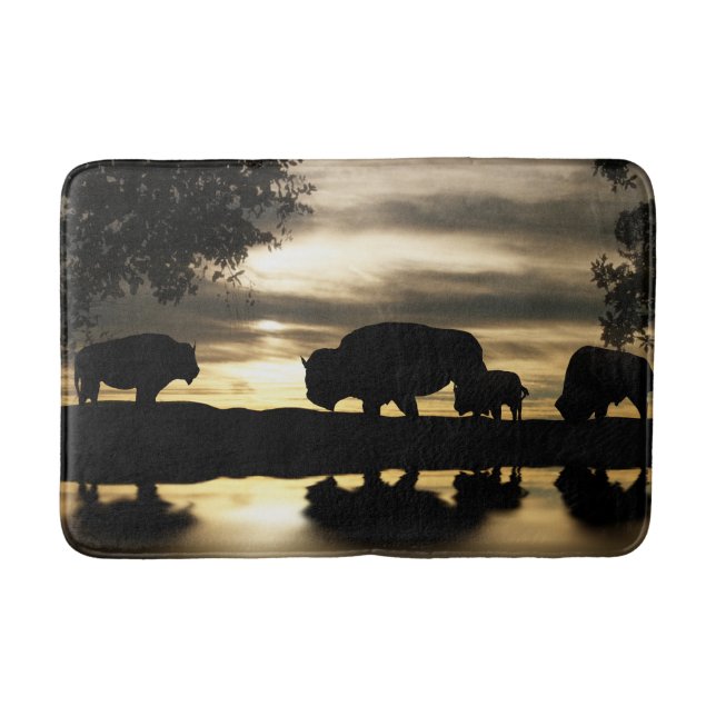 Tapete De Banheiro Bonita Bathmat do Sudoeste com Buffaloes (Frente)
