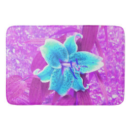 Tapete De Banheiro Bonito Aqua Blue Stargazer Lily em Roxo