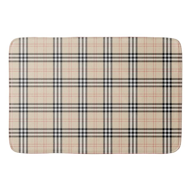 Tapete De Banheiro Bonito Beige Xadrez Tartan (Frente)