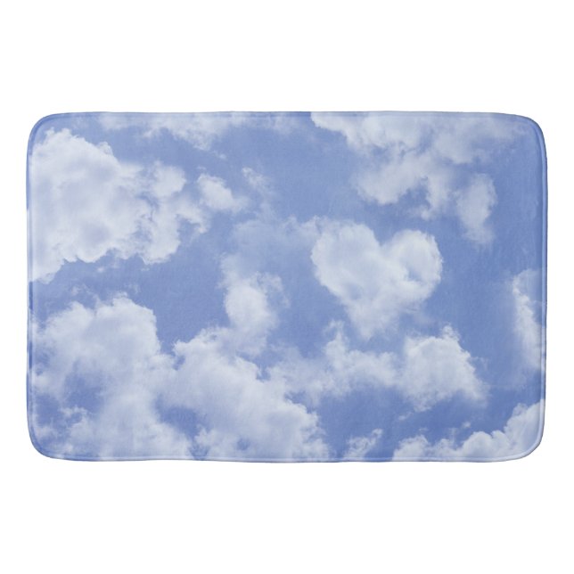 Tapete De Banheiro Bonito Coração Moldou Nuvem no Céu Azul Feliz (Frente)