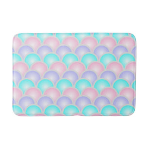 Tapete De Banheiro bonito escamas de sereia azul-pastel-rosa-púrpura