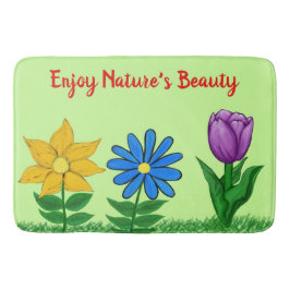 Tapete De Banheiro Bonito Flores, Banheira Verde