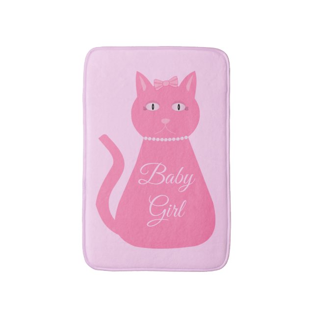 Tapete De Banheiro Bonito Gato De Bebê Rosa (Frente Vertical)