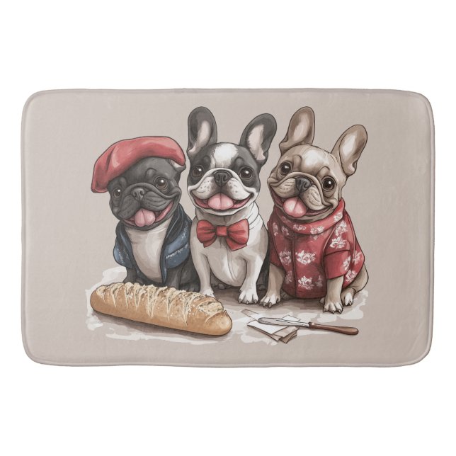 Tapete De Banheiro Bonjour French Bulldogs (Frente)