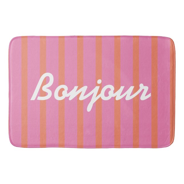 Tapete De Banheiro Bonjour Striped Pink (Frente)