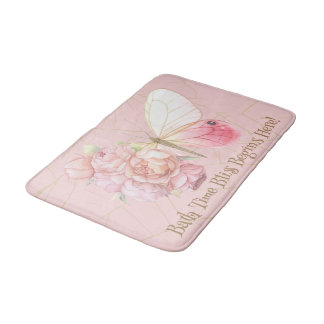 Tapete De Banheiro Borboleta de Memória de Borboleta de Flor Médio