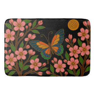 Tapete De Banheiro Borboleta Flor de Cerejeira Lua