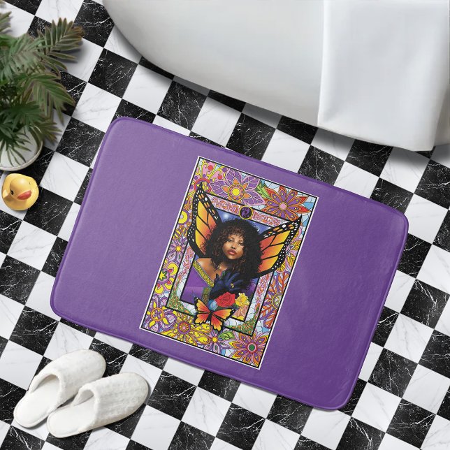 Tapete De Banheiro Borboleta Monarca Fada Purple Floral (Criador carregado)