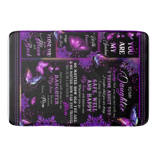 Tapete De Banheiro Borboleta Personalizada Para Meu Cobertor Filha (Frente)