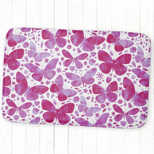Tapete De Banheiro Borboletas Aquarela Magenta Rosa