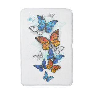 Tapete De Banheiro Borboletas voadoras Morpho e Monarca