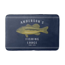Tapete De Banheiro Bordo de Pesca em Azul, Bass e Família