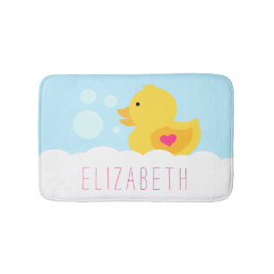 Tapete De Banheiro Borracha Ducky Com Coração Rosa
