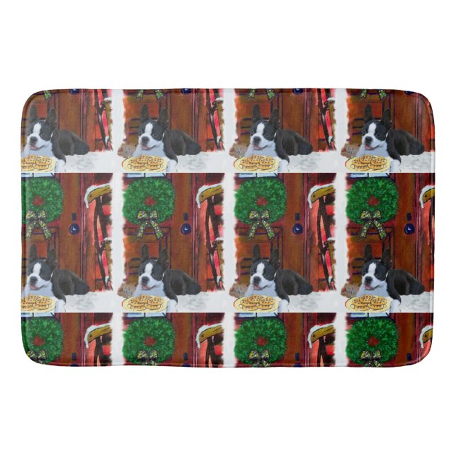 Tapete De Banheiro Boston Terrier Natal (Frente)