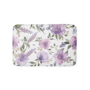 Tapete De Banheiro Botânico Aquarela Floral Roxo Lavanda