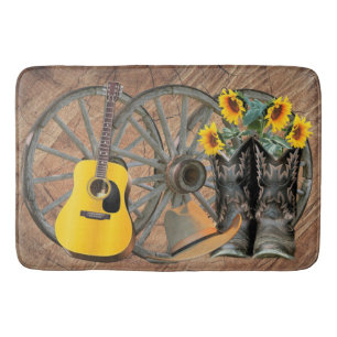 Tapete De Banheiro Botas de cowboy de guitarra do vagão ocidental gi
