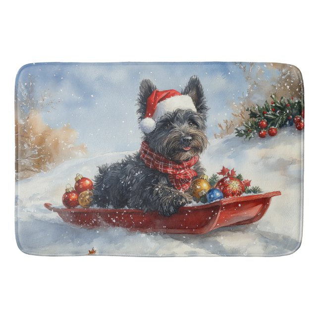 Tapete De Banheiro Bouviers Des Flandres Dog em Sledge Christmas (Frente)