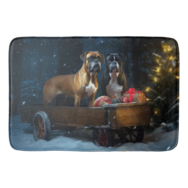 Tapete De Banheiro Boxer Snowy Sleigh Decoração de Natal (Frente)