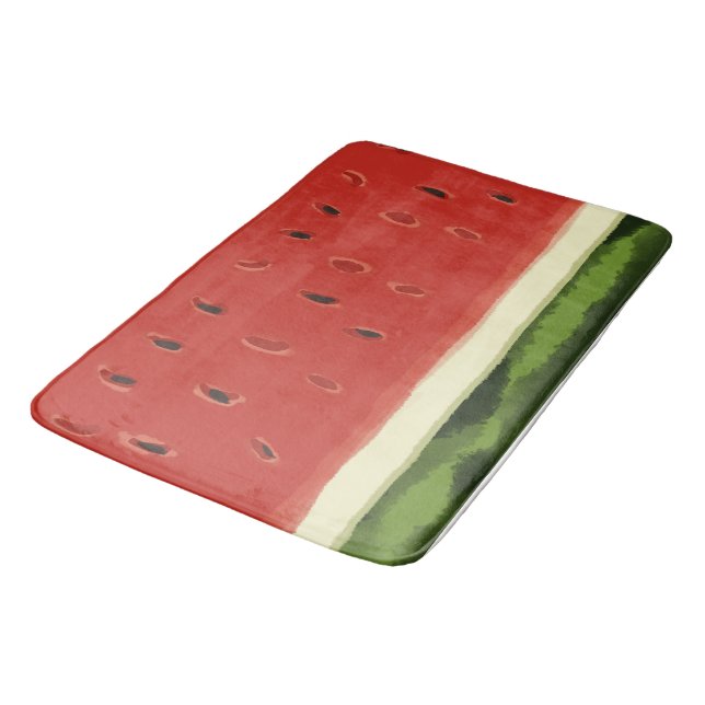Tapete De Banheiro Bright Red Watercolor Watermelle Bath Mat (Angulado)