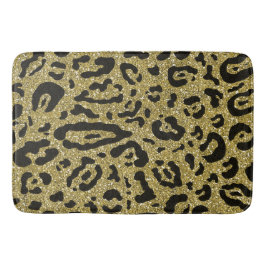 Tapete De Banheiro Brilho Dourado Estampa Animal Onça Preta Leopardo