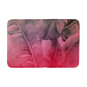 Tapete De Banheiro Brilho Rosa Tropical Divertido Folhas de Palmeira