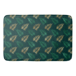 Tapete De Banheiro Brilho verde e Dourado nas folhas tropicais