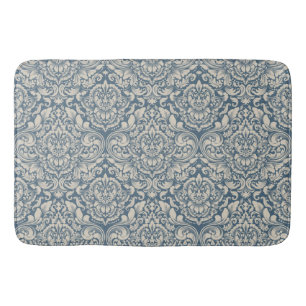 Tapete De Banheiro Brincadeira Azul Elegante Barroca Brocade em Branc