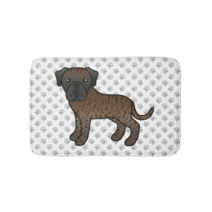 Tapete De Banheiro Brindle English Mastiff Cute Cartoon Dog & Paws