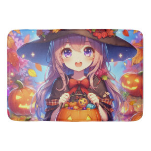 Tapete De Banheiro Bruxa do Halloween do Anime Bonito