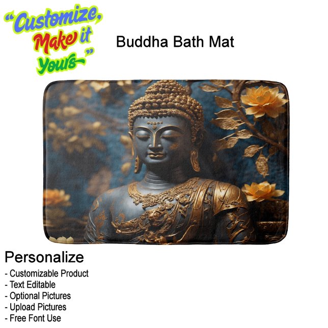 Tapete De Banheiro Buddha Calming Relaxing Tranquil Bath Mat (Buddha Calming Relaxing Tranquil Bath Mat.)
