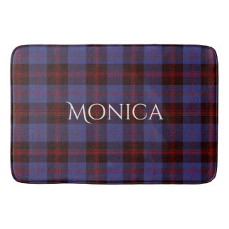 Tapete De Banheiro Buffalo plaid navy blue red monogram name