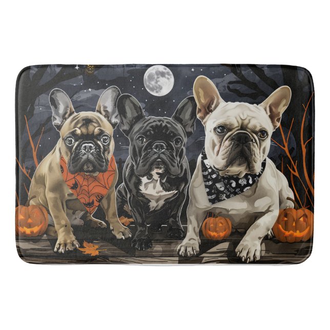 Tapete De Banheiro Bulldog francês Halloween Spooky (Frente)